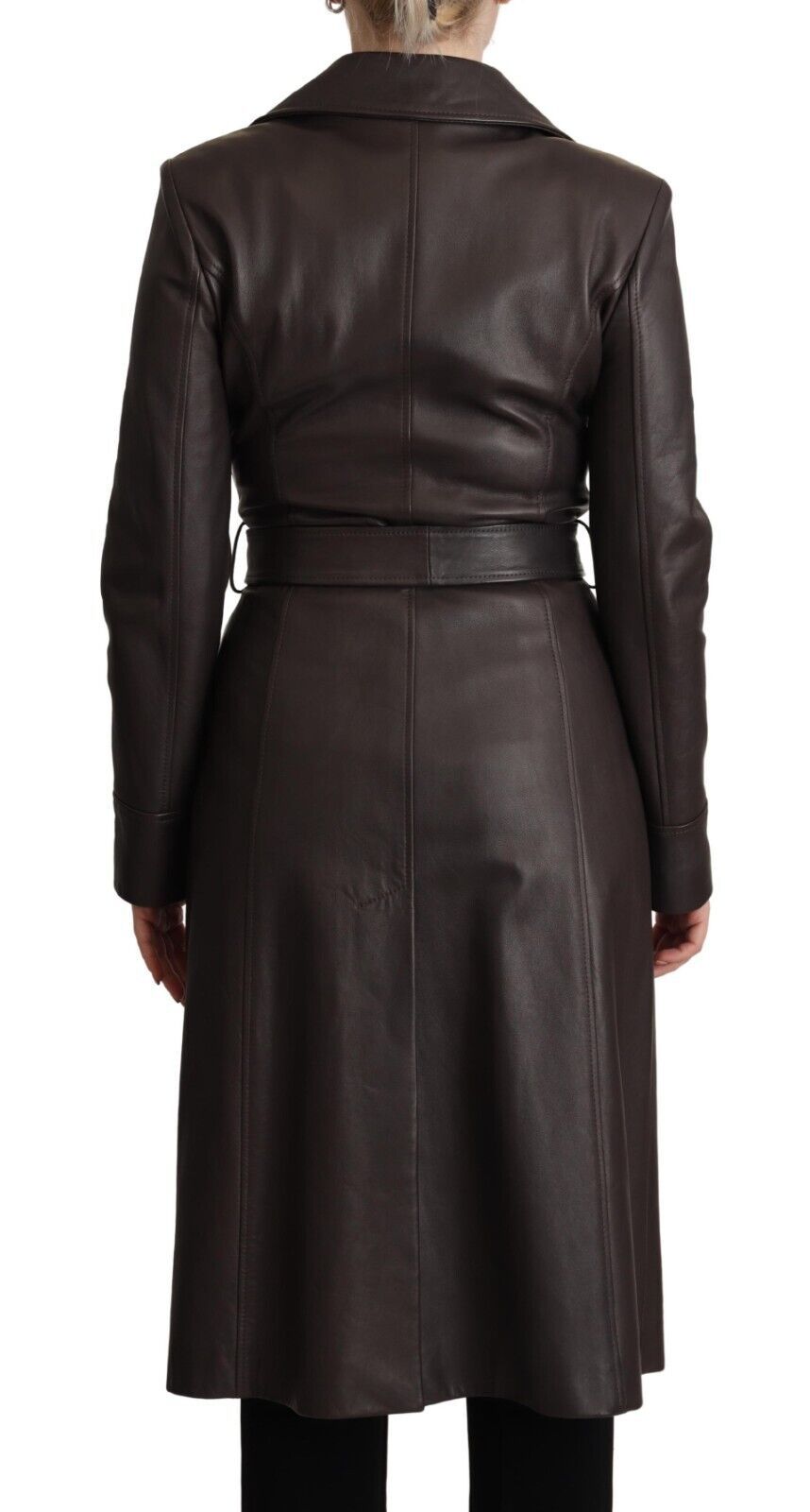 Elegante cappotto doppiopetto in pelle di agnello