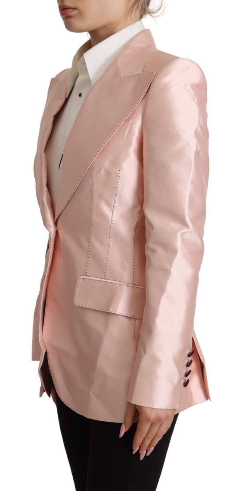 Elegante giacca blazer in seta rosa