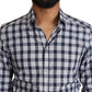 Elegantes blau-weiß kariertes Slim Fit Hemd