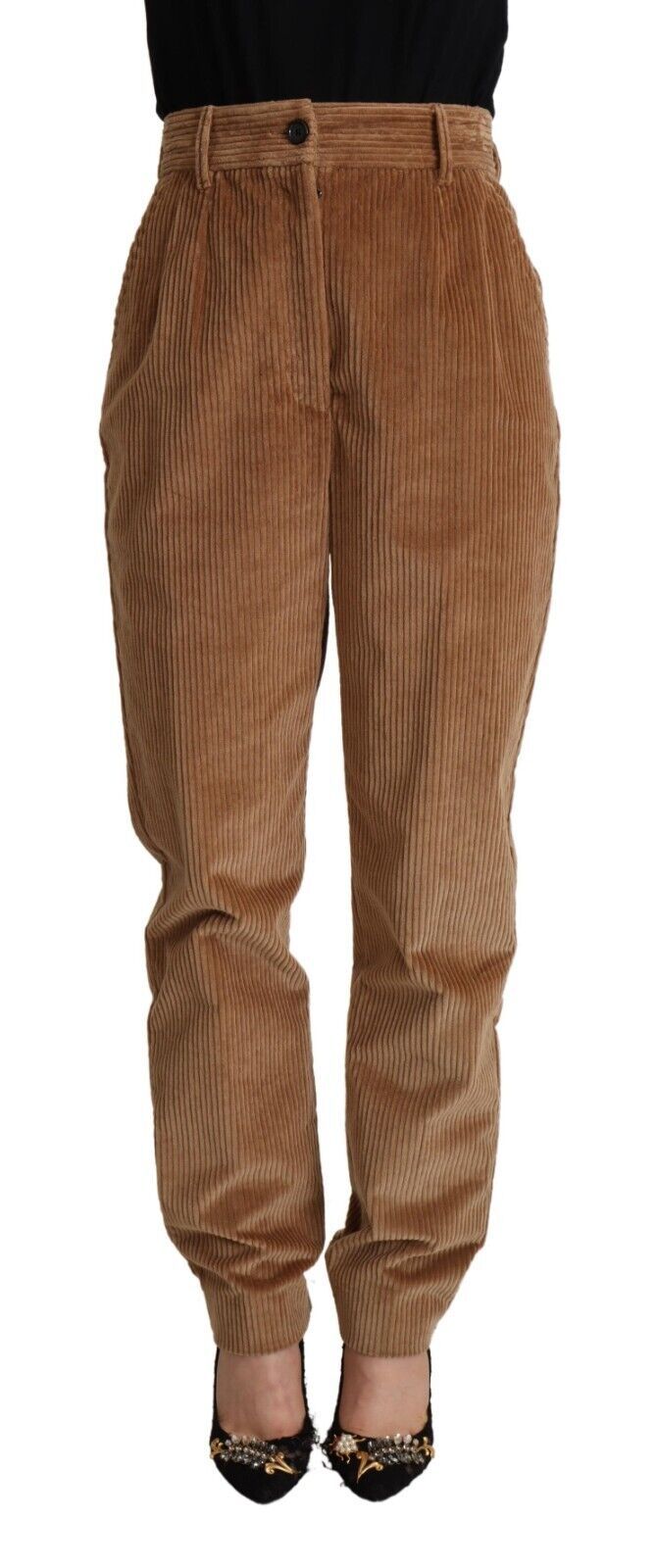 Pantaloni skinny in velluto a coste a vita alta chic