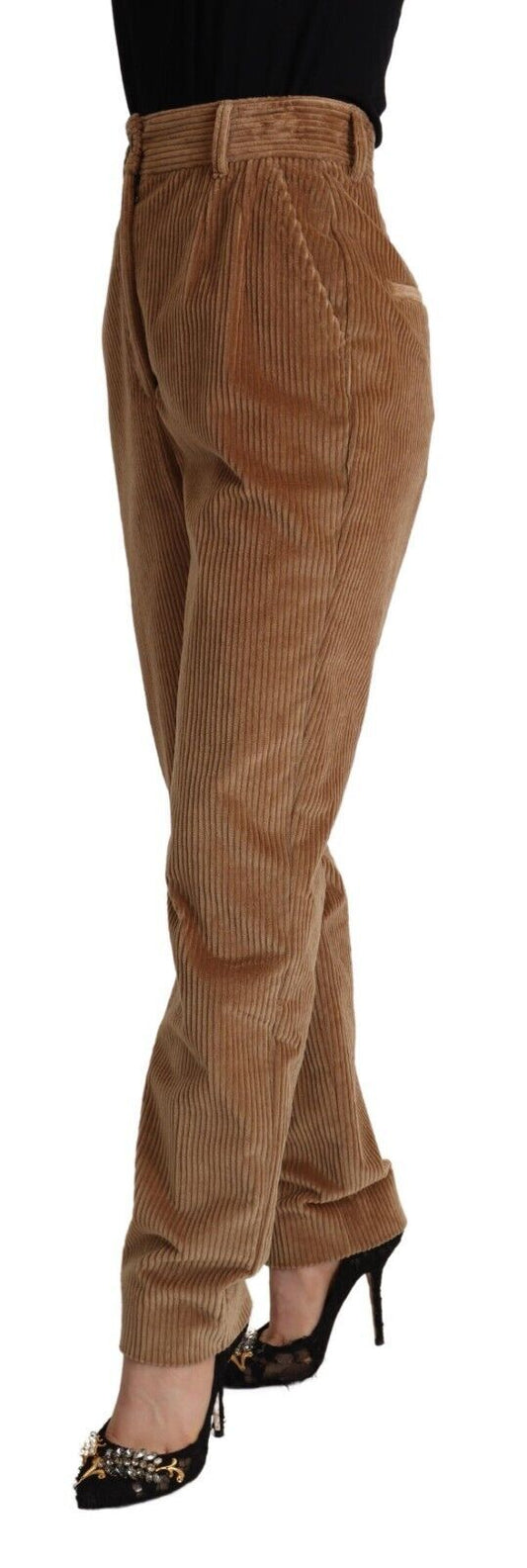Pantaloni skinny in velluto a coste a vita alta chic