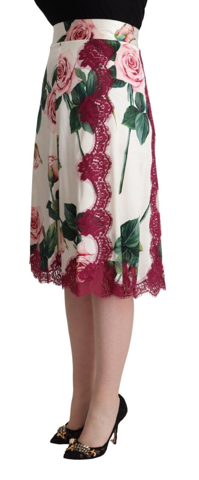 Eleganter Midirock in A-Linie mit Blumenmuster