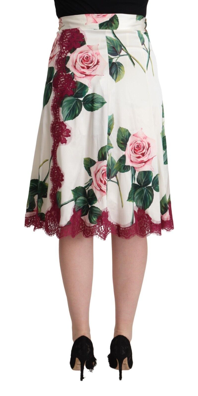 Eleganter Midirock in A-Linie mit Blumenmuster