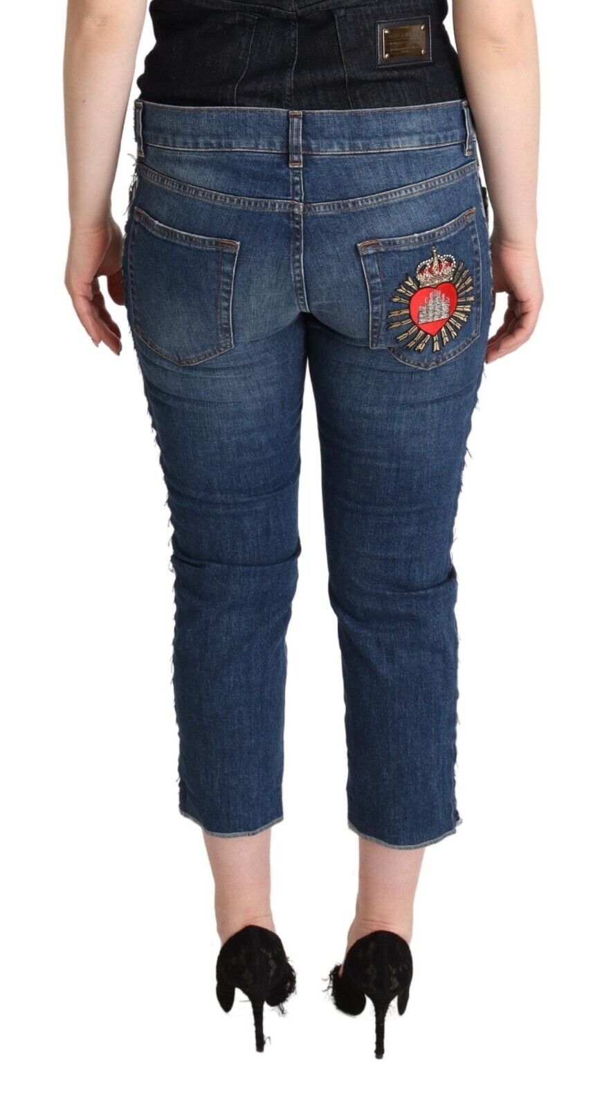 Elegante denim corto a vita media