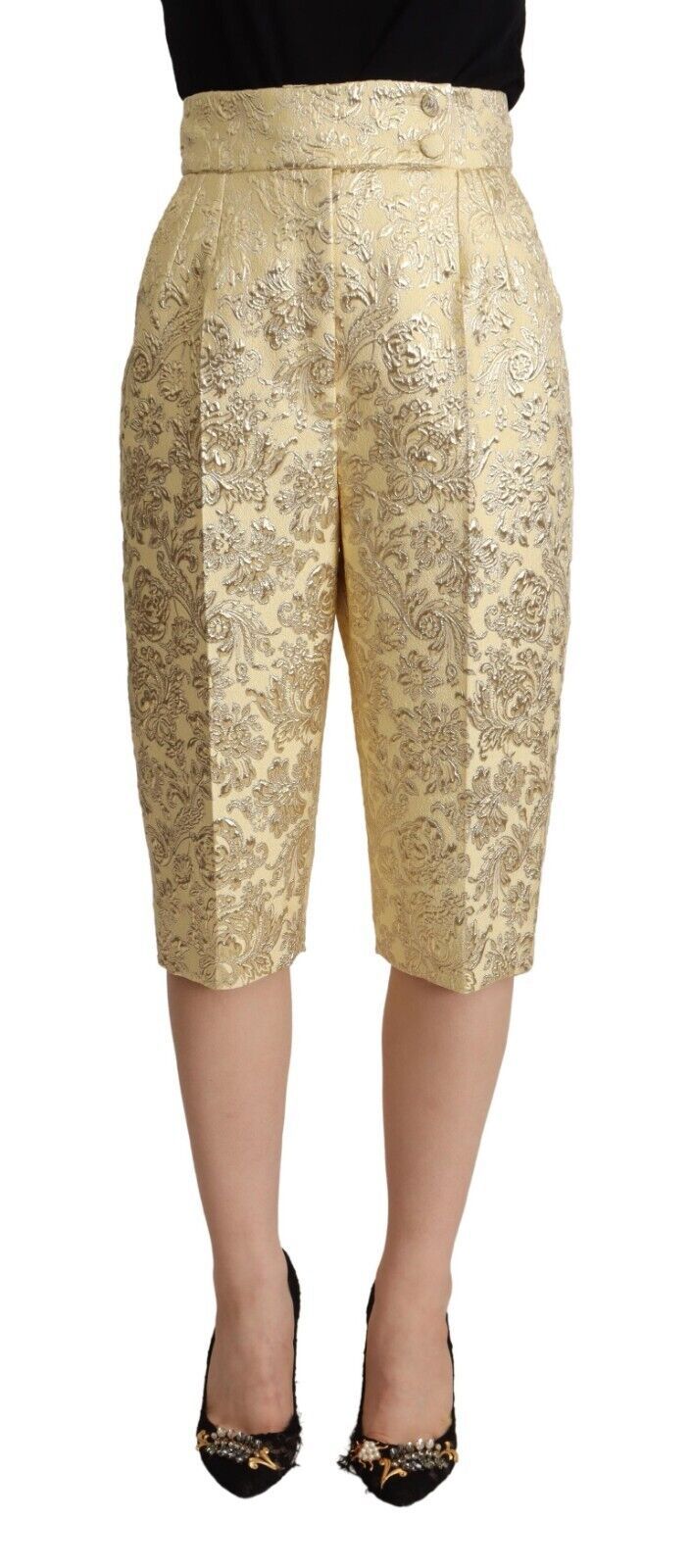 Pantaloni eleganti beige a vita alta cropped