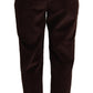Pantaloni eleganti in velluto a coste bordeaux a vita alta