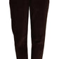 Pantaloni eleganti in velluto a coste bordeaux a vita alta