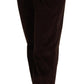 Pantaloni eleganti in velluto a coste bordeaux a vita alta