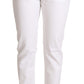 Jeans affusolati bianchi chic con toppa con logo