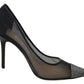 Elegant Black Mesh Crystal Pumps