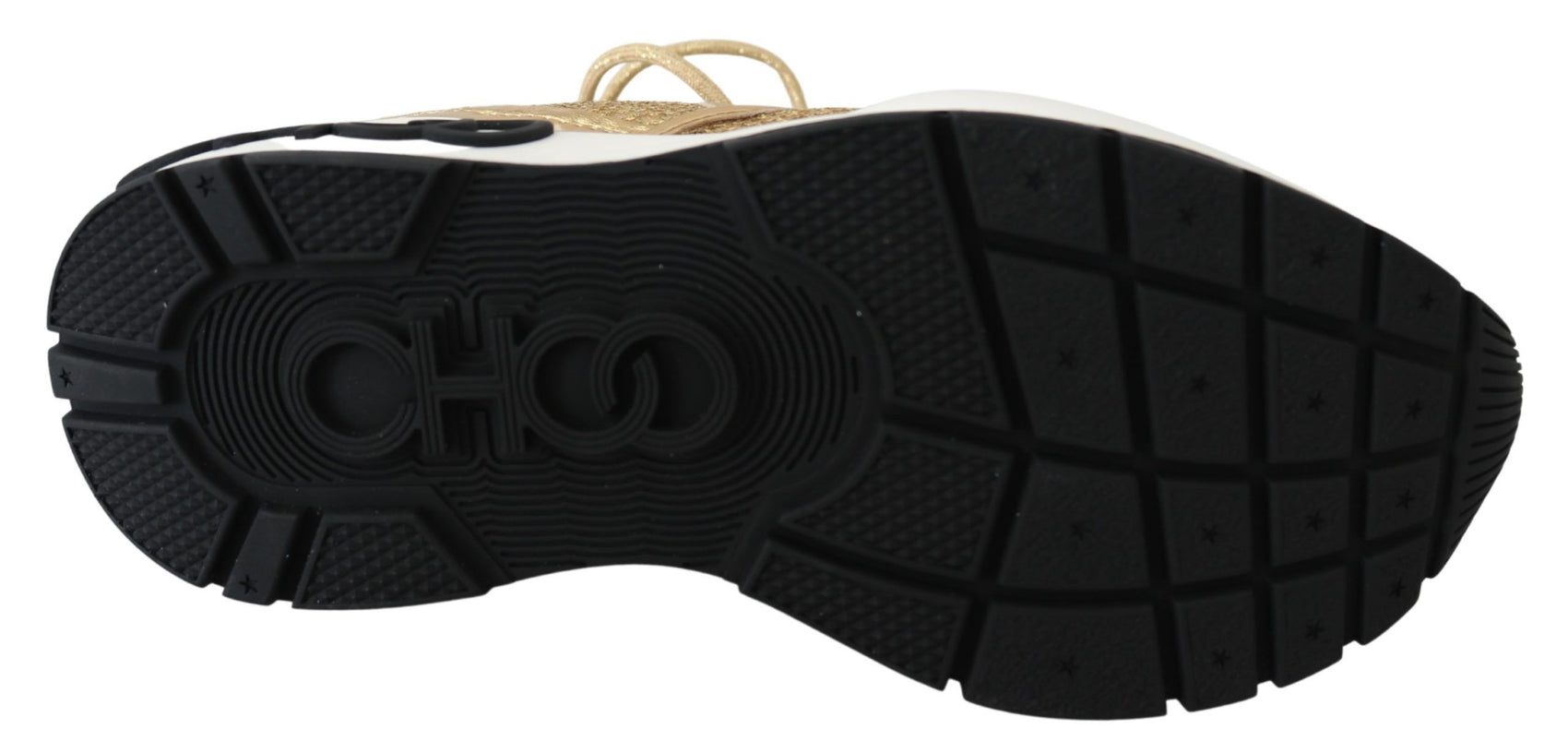 Goldene Glamour-Sneaker aus Mesh-Leder