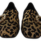 Elegant Leopard Crystal Gem Loafers