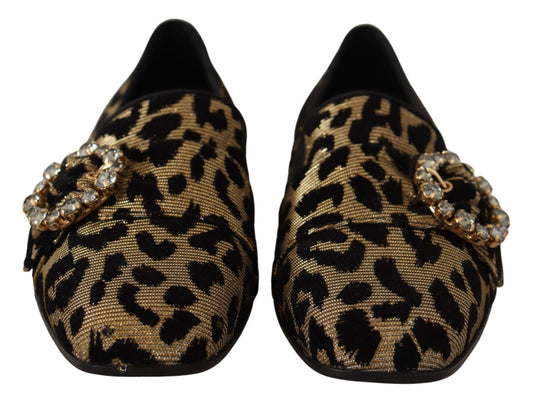 Eleganti mocassini con gemme di cristallo leopardate