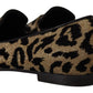 Elegant Leopard Crystal Gem Loafers