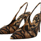 Tiger Pattern Slingback Heels Pumps