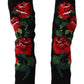 Elegant Sock Boots with Red Roses Detail