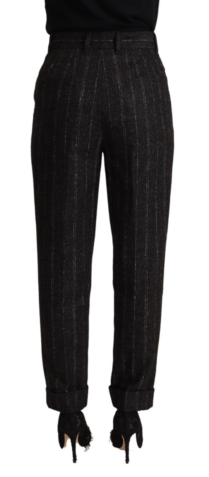 Pantaloni eleganti a righe a vita alta affusolati