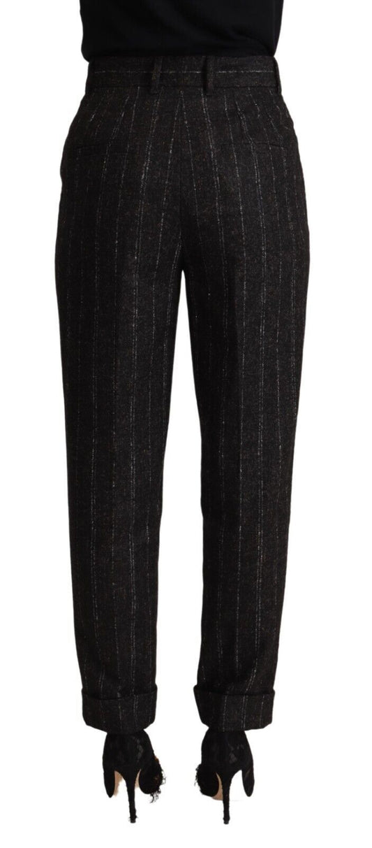 Pantaloni eleganti a righe a vita alta affusolati
