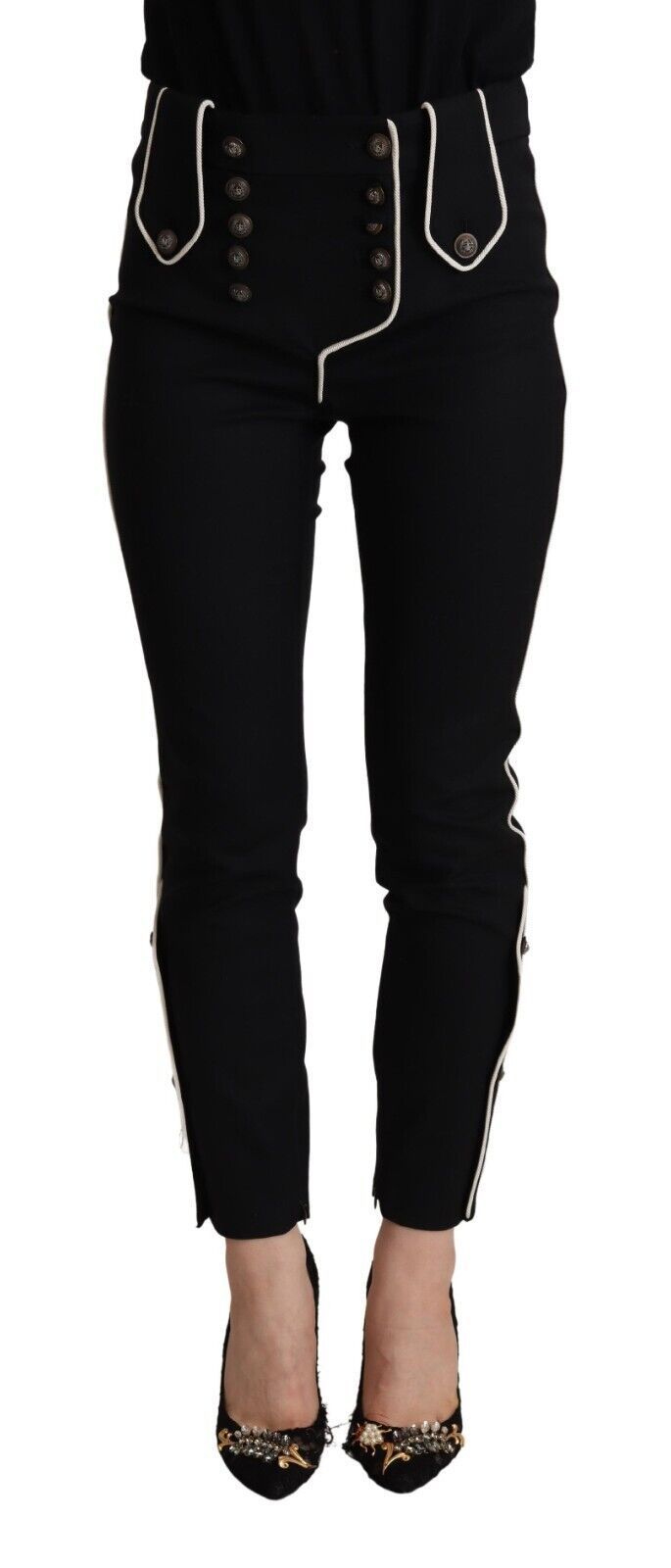 Pantaloni eleganti slim fit a vita alta