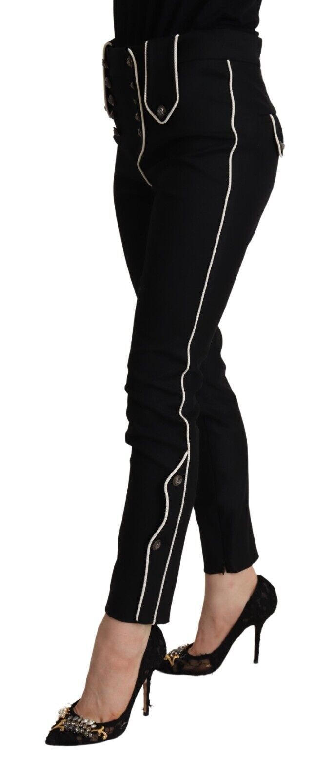 Pantaloni eleganti slim fit a vita alta