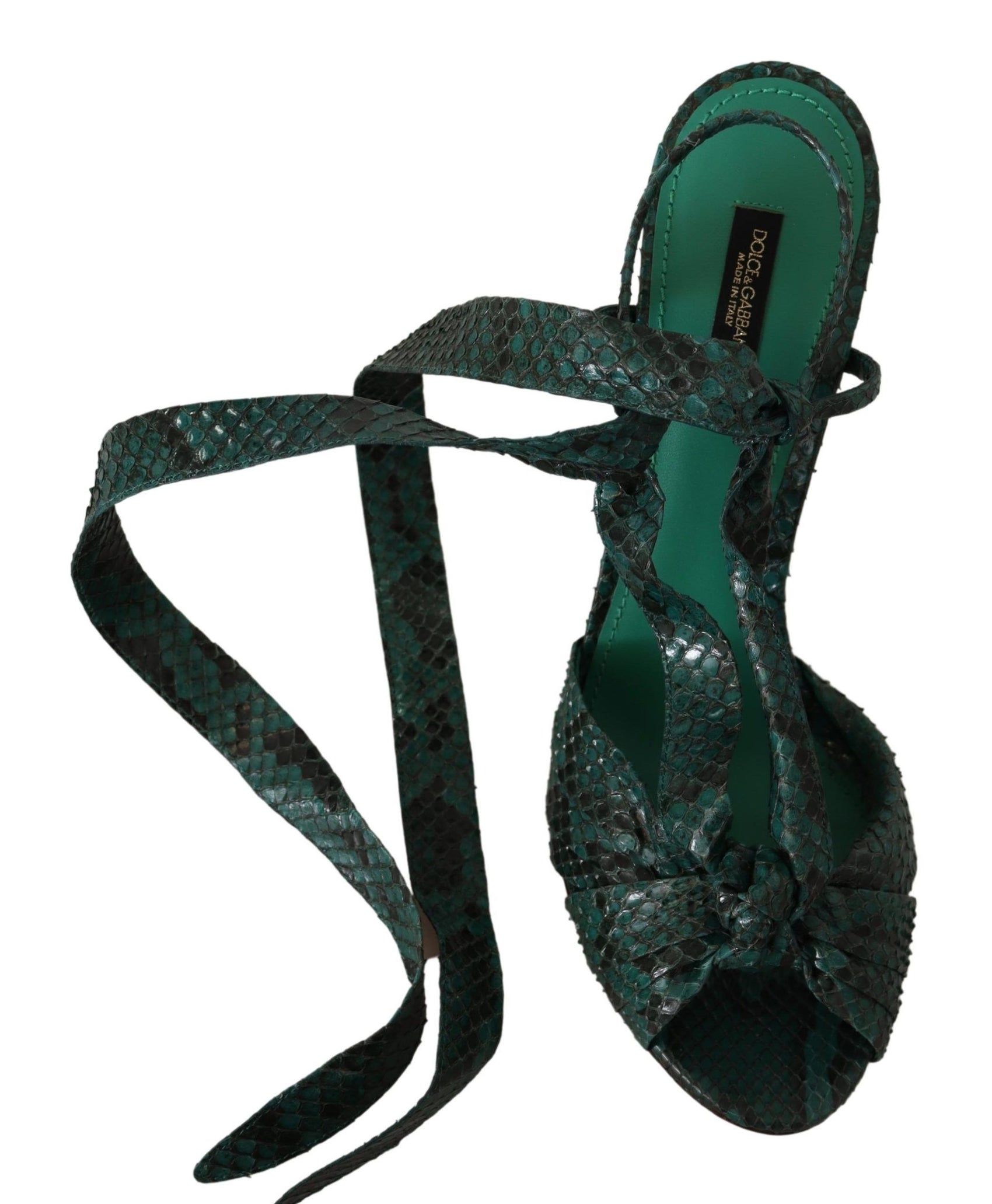 Elegante grüne Python-Riemchen-Heels