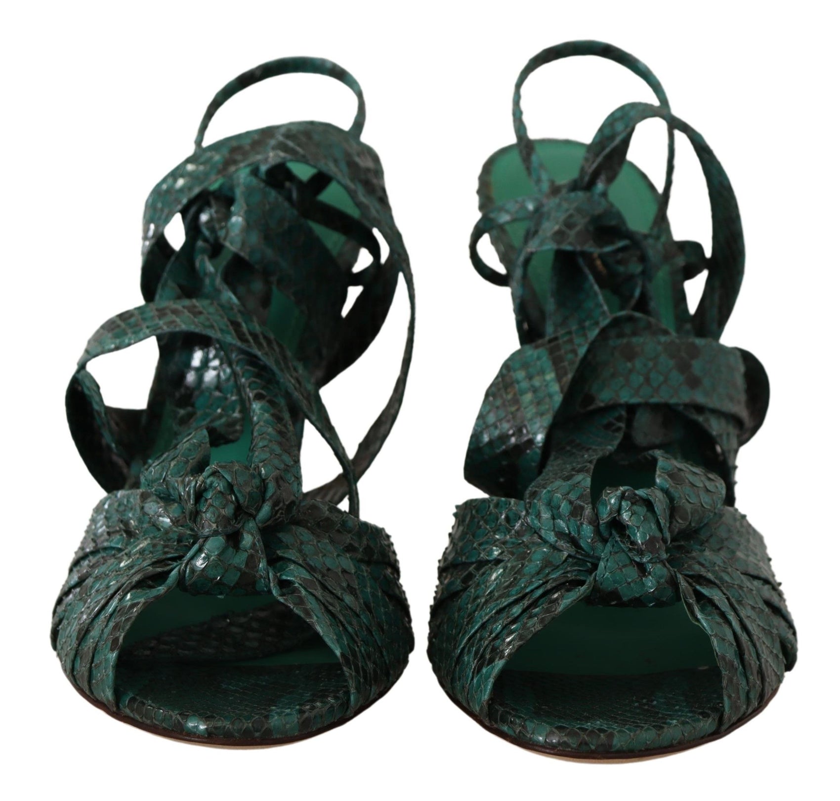Elegante grüne Python-Riemchen-Heels