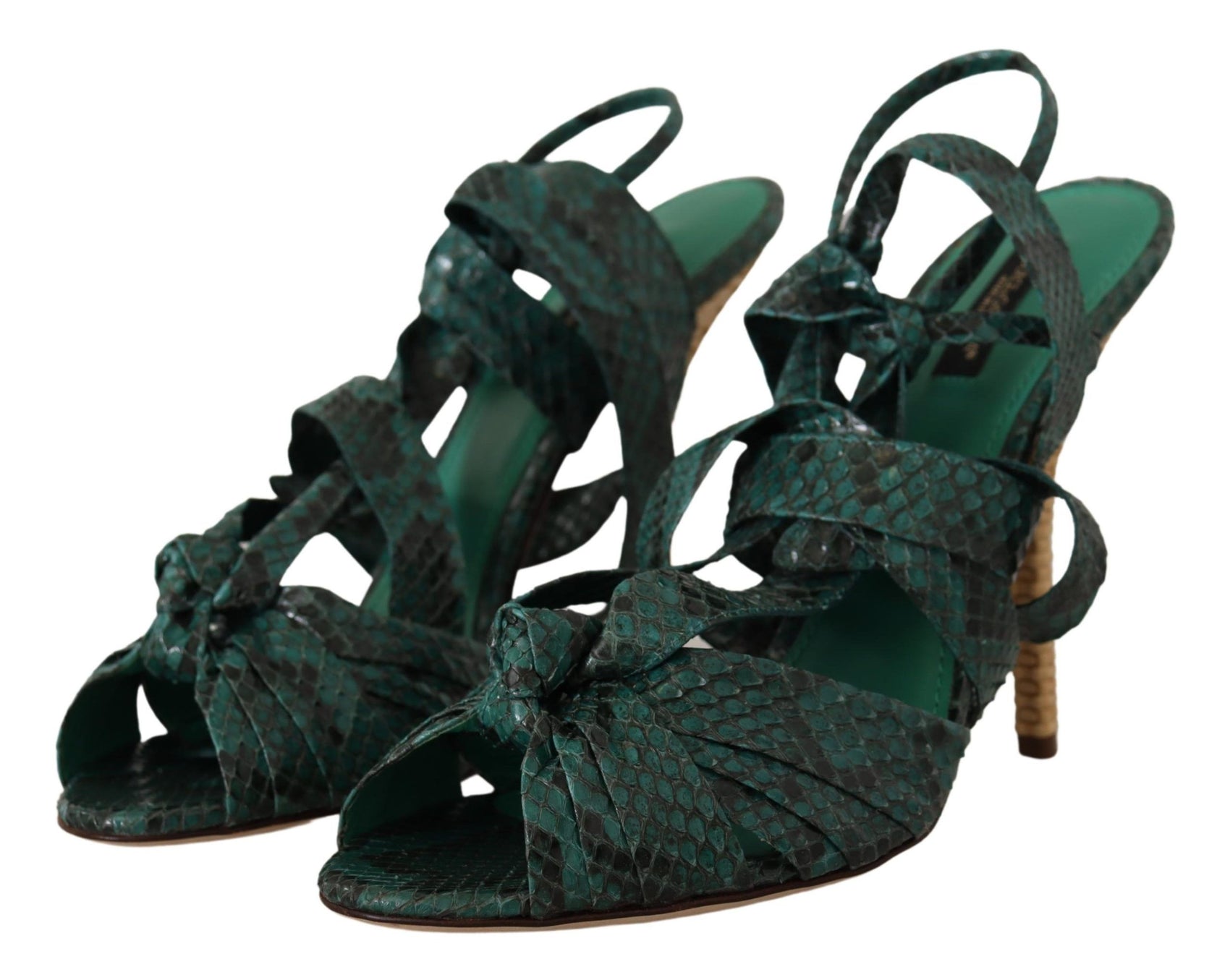 Elegante grüne Python-Riemchen-Heels