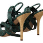 Elegant Green Python Strappy Heels