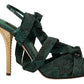 Elegant Green Python Strappy Heels