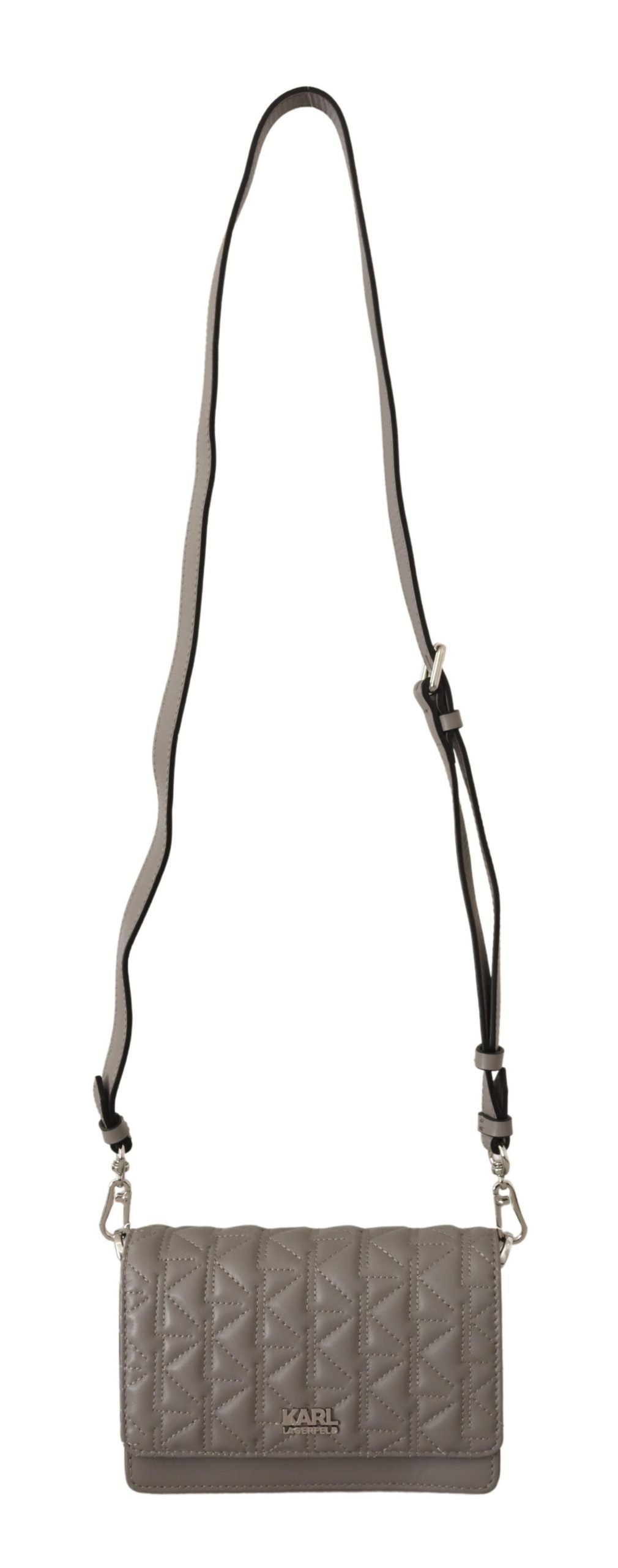 Elegante borsa a tracolla in pelle grigia