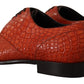 Exotic Orange Croc Leather Laceup Dress Shoes