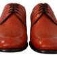 Exotic Orange Croc Leather Laceup Dress Shoes