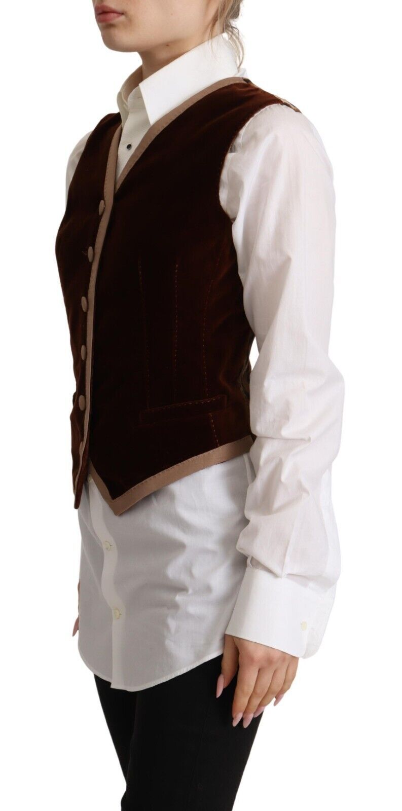 Elegante top senza maniche in velluto bordeaux