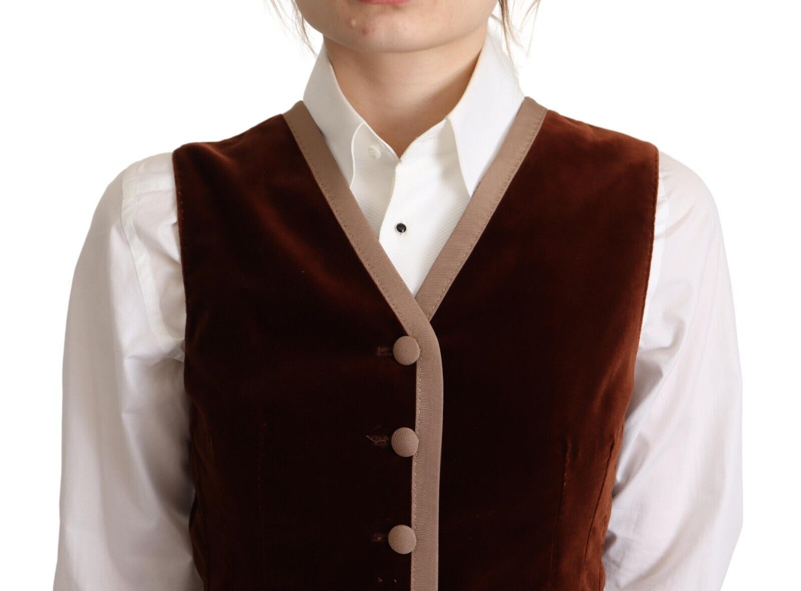 Elegante top senza maniche in velluto bordeaux