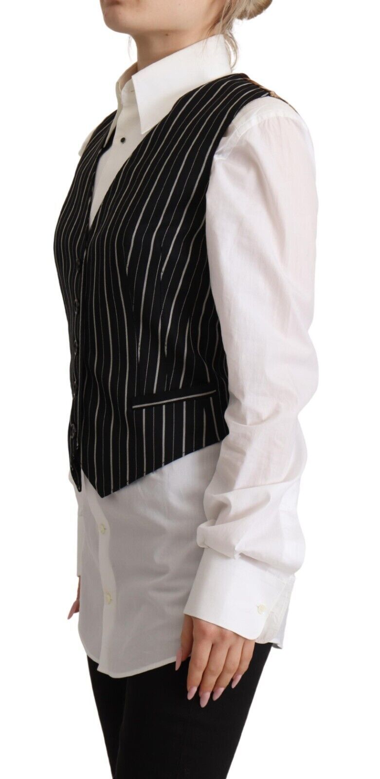 Elegante gilet senza maniche in misto lana con scollo a V