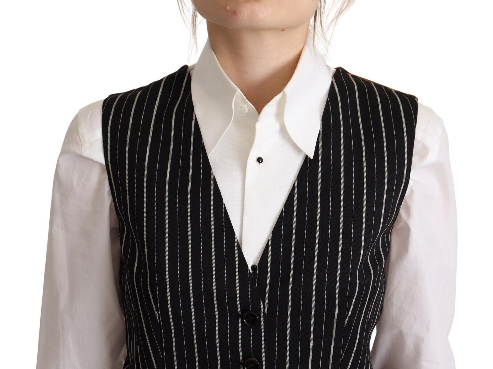 Elegante gilet senza maniche in misto lana con scollo a V