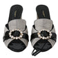 Crystal-Embellished Exotic Leather Sandals