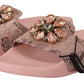 Floral Lace Crystal Embellished Slide Flats