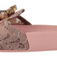 Floral Lace Crystal Embellished Slide Flats