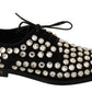 Elegant Crystal-Embellished Lace-Up Flats