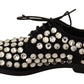 Elegant Crystal-Embellished Lace-Up Flats