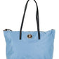 Portuna Medusa Medium Cornflower Blue Nylon Leather Tote Bag Purse