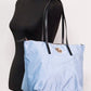 Portuna Medusa Medium Cornflower Blue Nylon Leather Tote Bag Purse