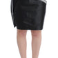 Elegant Leather Liza Skirt in Black and Gray