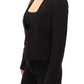 Elegant Silk-Blend Black Blazer with Scarf Back Detail