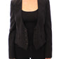 Elegant Silk-Blend Black Blazer with Scarf Back Detail