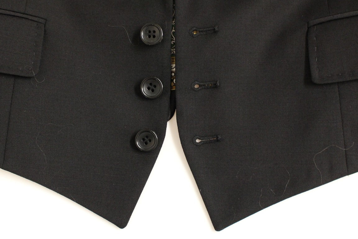 Elegante blazer nero in misto seta con dettaglio sciarpa sul retro