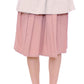 Elegant Pleated Knee-length Skirt in Pink and Gray