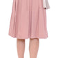 Elegant Pleated Knee-length Skirt in Pink and Gray