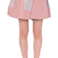 Sleek Pleated Mini Skirt in Pink and Gray